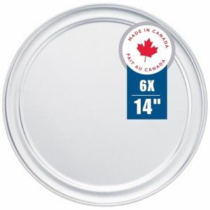 Norjac Non-Stick | Wide-Rim Aluminum Pizza Pan, 14 inch 6 Pack | Restaurant-Grade | Heavy-Duty, Oven-Safe, Rust-Proof | Baking and Serving Tray