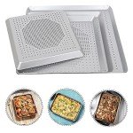 Square Pizza Pan for Oven,Nonstick Pizza Tray with Breathable Hole,Cooking Pizza Pan Heated Quickly,Pizza Bakeware for Cheese Pizza,French Fry,Fried Chicken