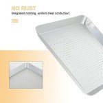 YARDWE Pizza Bakeware, Perforated Aluminum Sheet Pan 12 Inch Pizza Tray Pizza Pan with Holes Square Nonstick Bakeware for Oven Baking Pizza, French Fries