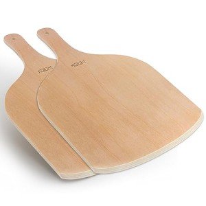 2 Pack Wooden Pizza Peel, 12 inch Large Pizza Paddle Set for Pizza Oven, Pizza Stone, Pan or Grill, Pizza Spatula for Baking Bread and Cake Indoor&Outdoor
