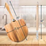 ILLIZONA Pizza Peel Turner Fork Set, Folding Acacia Wooden Pizza Paddle, Pizza Oven Accessory, Pizza Turner, Pizza Spinner, Pizza Making Kit for Kitchen & Pizza Making Accessories for Homemade Pizzas