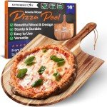 16" Wooden Pizza Peel by KitchenStar - Premium Acacia Wood Paddle Spatula for Oven, Large - Food Oil Processed Serving Board w Hanging Loop - Pizza Oven Accessories