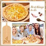 4 Pcs Wood Pizza Peel Wooden Pizza Paddle Natural Pizza Board with Handle Pizza Spatula Paddle Pizza Cutting Board for Restaurant Baking Homemade Pizza and Bread Cutting Fruit Vegetables Cheese
