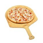 Mimiuo Natural Bamboo Pizza Peel - 12 Inch Wooden Pizza Spatula for Baking Homemade Pizza Bread and Cutting Fruit Vegs