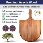16" Wooden Pizza Peel by KitchenStar - Premium Acacia Wood Paddle Spatula for Oven, Large - Food Oil Processed Serving Board w Hanging Loop - Pizza Oven Accessories