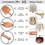 16" Wooden Pizza Peel by KitchenStar - Premium Acacia Wood Paddle Spatula for Oven, Large - Food Oil Processed Serving Board w Hanging Loop - Pizza Oven Accessories