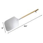 Chicago Brick Oven Pizza Peel 12" x 14", Pizza Paddle, 35.5" Long Aluminum Metal Pizza Peel with Detachable 21" long Wooden Handle, Pizza Turning Steel Spatula, Pizza Shovel