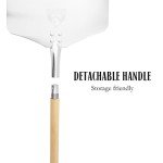 Chicago Brick Oven Pizza Peel 12" x 14", Pizza Paddle, 35.5" Long Aluminum Metal Pizza Peel with Detachable 21" long Wooden Handle, Pizza Turning Steel Spatula, Pizza Shovel