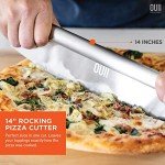 OUII Pizza Peel with Cutter - 12 x 14-inch Metal Turning Peel, 14'' Pizza Cutter with Blade Cover - Premium Pizza Spatula Paddle, Pizza Oven Accessories Compatible with Ooni, Blackstone, Gozney