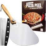 Pizza Peel Aluminum Pizza Spatula - Lavit 12x14 Inch Pizza Pack Metal Peel with Wood Handle & Rocker Cutter, Pizza Paddle (Storage bag included), for Family Pizza Oven, Baking, Dough, Bread & Pastry
