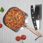 PIZALAA Pizza Peel (12" x 14") Inch with Pizza Cutter Rocker Blade - Aluminium Pizza Paddle with Foldable Wooden Handle for Easy Storage
