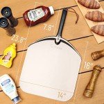 Q Pizza Aluminium Pizza Peel 14 x 16 inch, Extra Large Metal Pizza Turning Paddle Pizza Oven Accessory, Pizza Spatula for Grill Oven Baking Bread Pastry Dough Pie Cake, Easy Storage & Clean