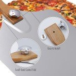 PIZALAA Pizza Peel (12" x 14") Inch with Pizza Cutter Rocker Blade - Aluminium Pizza Paddle with Foldable Wooden Handle for Easy Storage