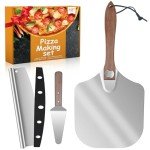 Pizza Peel Aluminum Pizza Spatula,12x 14" Metal Pizza Paddle with Foldable Wooden Handle,Pizza Rocker Cutter,Pizza Server,for Pizza Oven(Gift-Ready)