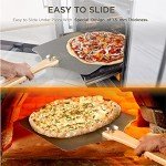 KITCHUS MOON Pizza Peel 12 inch - 12” x 14” Aluminum Metal Pizza Peel with 14 inch Stainless Steel Pizza Cutter Rocker, Pizza Paddle with Folding Handle