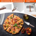 Pizza Peel Aluminum Pizza Spatula,12x 14" Metal Pizza Paddle with Foldable Wooden Handle,Pizza Rocker Cutter,Pizza Server,for Pizza Oven(Gift-Ready)