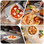 Pizza Peel Aluminum Pizza Spatula,12x 14" Metal Pizza Paddle with Foldable Wooden Handle,Pizza Rocker Cutter,Pizza Server,for Pizza Oven(Gift-Ready)