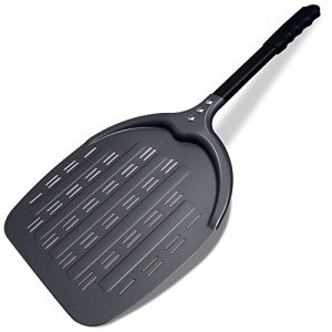 Newmeto Pizza Peel, 12 Inch Perforated Pizza Peel, Professional Aluminum Pizza Paddle, Restaurant Grade, Long Handle Non-Stick Metal Pizza Peel for Outdoor Pizza Oven