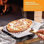 OUII Perforated Pizza Peel 12 x 14 Inch. - Aluminum Metal Spatula Paddle for Grill with Foldable Handle. Pizza Oven Accessories and Tools. Turning Peel, Bread, Pastry, Dough, Cake.