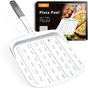 Perforated Pizza Peel 12-inch, Professional Nonstick Aluminum Metal Pizza Paddle Spatula, Heat-resistant Handle, Lightweight Pizza Peel Pizza Oven Accessories