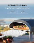 Perforated Pizza Peel 12-inch, Professional Nonstick Aluminum Metal Pizza Paddle Spatula, Heat-resistant Handle, Lightweight Pizza Peel Pizza Oven Accessories