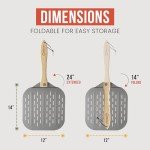 Chef Pomodoro Perforated Aluminum Metal Pizza Peel with Foldable Wood Handle for Easy Storage, Premium Pizza Paddle with Holes for Baking Homemade Pizza and Artisan Breads (12 inch)