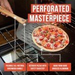 Chef Pomodoro Perforated Aluminum Metal Pizza Peel with Foldable Wood Handle for Easy Storage, Premium Pizza Paddle with Holes for Baking Homemade Pizza and Artisan Breads (12 inch)