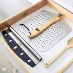 OUII Perforated Pizza Peel 12 x 14 Inch. Paddle Spatula with Foldable Handle - Pizza Cutter Rocker 14'' Blade. Pizza Stone Oven Accessories and Chopper Knife Tools