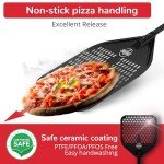 Senwosa Non-stick Pizza Peel 12 inch – Excellent Slide-Off & Easy Cleanup – Perforated Metal Base with Safe Ceramic Coating
