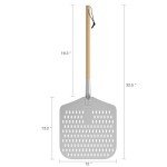 G.a HOMEFAVOR Perforated Pizza Peel,Long Wooden Handle Pizza Paddle,Professional Nonstick Aluminum Metal Pizza Peel,Lightweight Pizza Peel for Pizza Oven Accessories-ilver,12x13 Inch