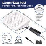 KitchenStar 14" Perforated Pizza Peel with Long Folding Handle - Stainless Steel Spatula Paddle for Effortless Pizza Transfer & Easy Storrage - Outdoor Pizza Oven Accessories