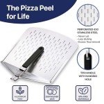 KitchenStar 14" Perforated Pizza Peel with Long Folding Handle - Stainless Steel Spatula Paddle for Effortless Pizza Transfer & Easy Storrage - Outdoor Pizza Oven Accessories