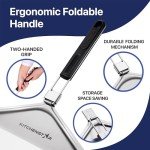 KitchenStar 14" Perforated Pizza Peel with Long Folding Handle - Stainless Steel Spatula Paddle for Effortless Pizza Transfer & Easy Storrage - Outdoor Pizza Oven Accessories