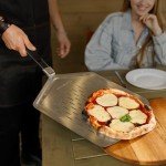 KitchenStar 14" Perforated Pizza Peel with Long Folding Handle - Stainless Steel Spatula Paddle for Effortless Pizza Transfer & Easy Storrage - Outdoor Pizza Oven Accessories