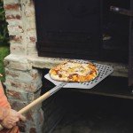 G.a HOMEFAVOR Perforated Pizza Peel,Long Wooden Handle Pizza Paddle,Professional Nonstick Aluminum Metal Pizza Peel,Lightweight Pizza Peel for Pizza Oven Accessories-ilver,12x13 Inch