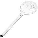 TUVOLLZ Pizza Turning Peel - 8" Pizza Peel Turner Long Handle - Lightweight Perforated Aluminum Turning Peel Pizza Spinner for Indoor and Outdoor Oven