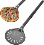 RTT Pizza Turning Peel-8 inch Pizza Turner Spinner, Perforated Aluminum Pizza Peel,Pizza Oven Accessories，Long Handle