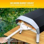 TUVOLLZ Pizza Turning Peel - 8" Pizza Peel Turner Long Handle - Lightweight Perforated Aluminum Turning Peel Pizza Spinner for Indoor and Outdoor Oven