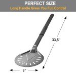 RTT Pizza Turning Peel-8 inch Pizza Turner Spinner, Perforated Aluminum Pizza Peel,Pizza Oven Accessories，Long Handle