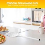 TUVOLLZ Pizza Turning Peel - 8" Pizza Peel Turner Long Handle - Lightweight Perforated Aluminum Turning Peel Pizza Spinner for Indoor and Outdoor Oven