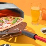 TKC 9" Perforated Pizza Peel - Professional Aluminum Pizza Turning peel - Long Handle Metal Pizza Spatula for Indoor and Outdoor - Lightweight Non-Stick Pizza Turner - Ooni Pizza Oven Accessories RED