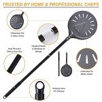 VIKCOLEE Turning Pizza Peel, 8 Inch with 25 Inch Handle Round Pizza Turning Peel, Professional Anodized Aluminum Turning Pizza Spatula, 33 Inch overall