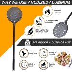VIKCOLEE Turning Pizza Peel, 8 Inch with 25 Inch Handle Round Pizza Turning Peel, Professional Anodized Aluminum Turning Pizza Spatula, 33 Inch overall