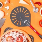 TKC 9" Perforated Pizza Peel - Professional Aluminum Pizza Turning peel - Long Handle Metal Pizza Spatula for Indoor and Outdoor - Lightweight Non-Stick Pizza Turner - Ooni Pizza Oven Accessories RED