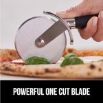 Gorilla Grip Patented Large Pizza Cutter Wheel, 9 Inch, Rust Resistant Sharp Stainless Steel Blade, Comfort Handle, Thumb Guard Protection, Slice Thick or Thin Pizzas, Pie, Pastries in Seconds, Black
