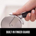 Gorilla Grip Patented Large Pizza Cutter Wheel, 9 Inch, Rust Resistant Sharp Stainless Steel Blade, Comfort Handle, Thumb Guard Protection, Slice Thick or Thin Pizzas, Pie, Pastries in Seconds, Black