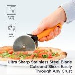 Deiss Pro Heavy Duty Pizza Cutter With Wheel Slicer- Stainless Steel Sharp Smooth Pizza Cutter Wheel With Easy Grip Non-Slip Handle, Dishwasher Safe (ORANGE)