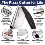 16" Pizza Cutter Rocker Blade by KitchenStar - Sharp Stainless Steel Slicer Knife w Protective Cover, Dishwasher Safe Pizza Oven Accessories, Silver