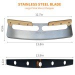 ALLTOP Pizza Cutter Rocker,Stainless Steel Blade Knife With Double Wooden Handle & Plastic Cover, Large Pizza Slicer/Chopper, Essential Kitchen Tool -14 In