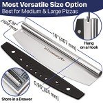 16" Pizza Cutter Rocker Blade by KitchenStar - Sharp Stainless Steel Slicer Knife w Protective Cover, Dishwasher Safe Pizza Oven Accessories, Silver